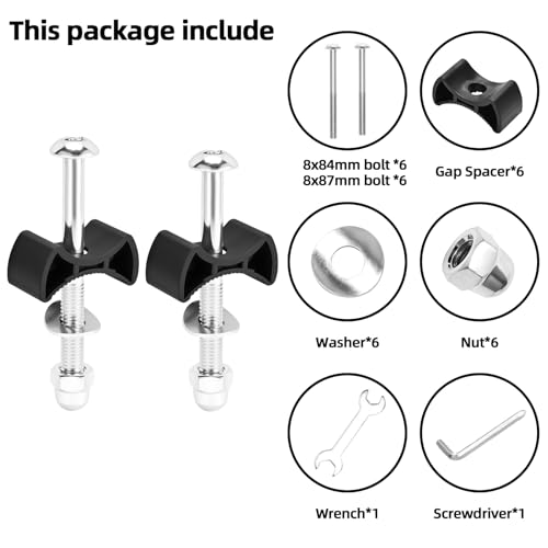 Trampoline Enclosure Pole Gap Spacers with Trampoline Bolts, 12pcs, Black