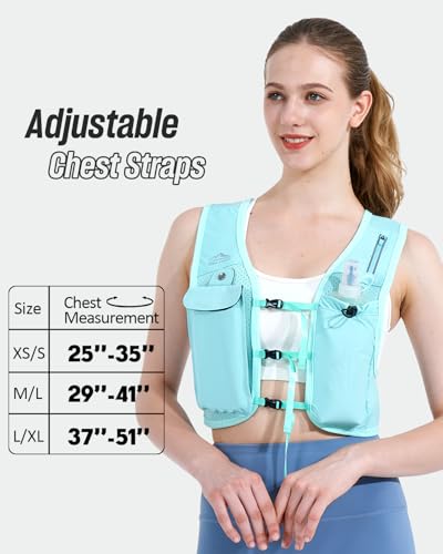 Zelvot Running Vest for Women Men, Touchscreen Phone Pocket - color: Light Blue, size: Medium-Large