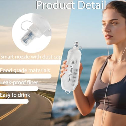 CLINTT 250ml Soft Flask, Foldable Running Water Bottle, TPU Folding Soft Water Flask, BPA-Free Collapsible Flask for Hydration Pack Running Vest, Cycling, Climbing, Hiking - 1Pcs, White - color: 250ml white