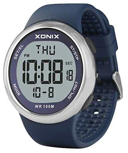 TOMORO Vogue Simple Men's Unisex 100M Waterproof Large Digits Digital Casual Women Big Boys Outdoor Stopwatch Countdown Chronograph Luminous Sport Dive Watch (Push-Button Underwater) - color: Blue Silicone 46