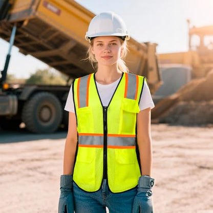 Safety Vest for Women 9 pockets Womens Safety Vest, Yellow M - color: Yellow, size: Medium