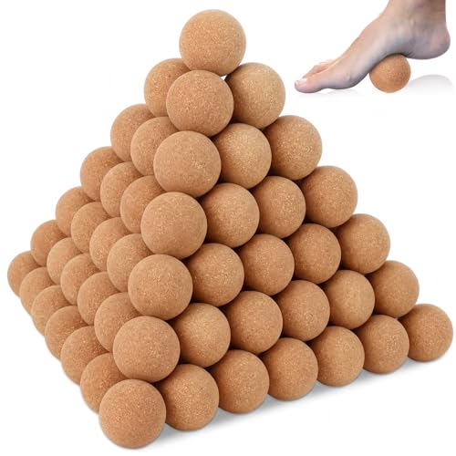 Seenelling 100 Pcs Cork Massage Ball 2 Inch Solid Hard Myofascial Release Yoga Ball for Back Foot Neck Pain Therapy Portable Tissue Muscle Release Tool for Home Office Travel - size: 2 inches