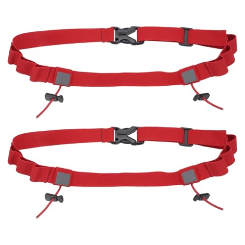 Bib Belt, Race Belt Triathlon Running Number Holder Elastic Comfortable with 6 Gel Loops, Sport Race Bib Holder 2Pcs, Red for Runners/Marathon/Cycling - color: Red