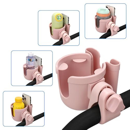 Accmor Stroller Cup Holder with Phone Holder, Bike Cup Holder, Universal Cup Holder for Uppababy Nuna Strollers, 2-in-1 Drinks Holder for Walker, Wheelchair, Scooter - color: All Light Pink & All Light Pink