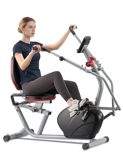 Recumbent Exercise Bike with Arm Exerciser for Home - color: black