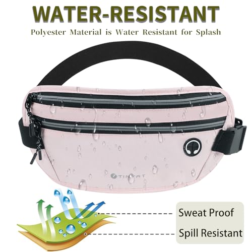 Slim Running Belt for Women Men Runners Fanny Packs With Phone Holder Hidden Pockets Exercise Waist Bag for Marathon Workout - color: Pink/T2085