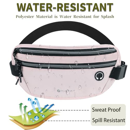 Slim Running Belt for Women Men Runners Fanny Packs With Phone Holder Hidden Pockets Exercise Waist Bag for Marathon Workout - color: Pink/T2085