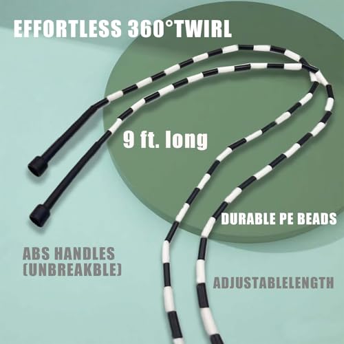 Tangle Free Beaded Jump Rope with Unbreakable Handles Enjoy Smooth Spins Adjustable Length and Your New Favorite Workout - color: Black and White (set of 2)