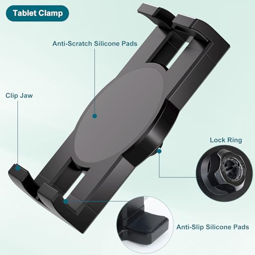 iPad Holder,Tablet Mount Stand Exercise Bike Handlebar Mount for Spin Bike,Treadmill/Elliptical/Peloton/Stroller/Gym Trainer/Boat Helm, Compatible with 4.7~12.9" iPad/Nexus/LG G/e-Reader/iPhone