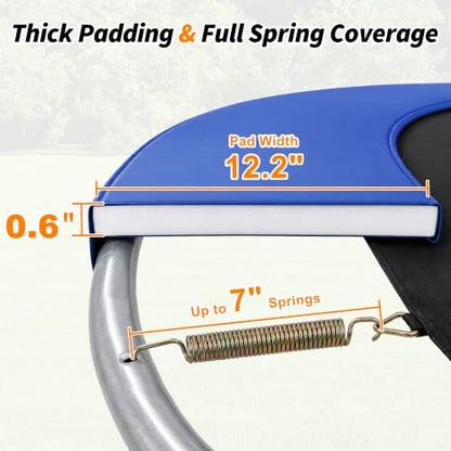 Exacme Double-Sided Round Trampoline Spring Cover, Replacement Safety Pad - color: Blue, size: 12FT