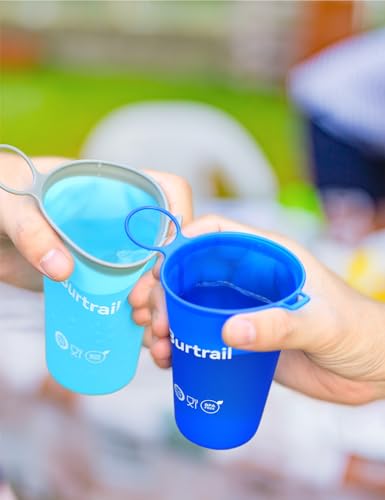 Collapsible Cup Foldable Running Water Cup,200 ml/6.8 fl oz-2Packs Color Mixing Protable Collapsible Cups for Traveling Backpacking Running-BPA Free,SeaBlue & SkyBlue - color: 2 Pcs Sky Blue+Sea Blue