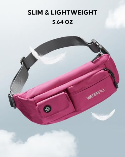 WATERFLY Small Crossbody Fanny Pack, Slim Waist Bag Chest Pouch Pink - color: Pink