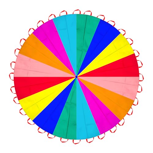 6.5ft/10ft/12ft/13ft/16.4ft/20ft Rainbow Parachute for Outdoor Party Games, Kids Play Parachute Group Cooperative Team Game Toys, Family Get-Together Entertainment - color: 23ft