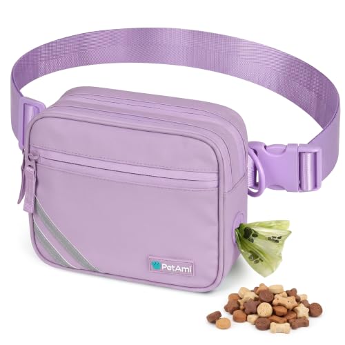 PetAmi Dog Walking Bag, 3-in-1 Crossbody Fanny Pack Treat Pouch, Purple - color: Purple