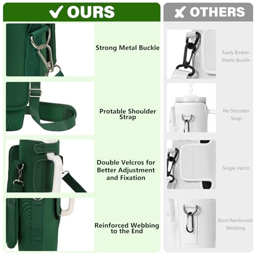 LEFOR·Z Water Bottle Carrier Bag with Phone Pocket Compatible with Stanley/Meoky 40 oz Tumbler with Handle,Water Bottle Holder Pouch with Adjustable Strap Compatible with Stanley Cup Accessories - color: Green-Style B