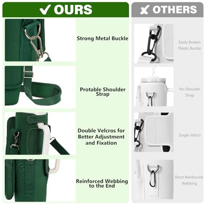 LEFOR·Z Water Bottle Carrier Bag with Phone Pocket Compatible with Stanley/Meoky 40 oz Tumbler with Handle,Water Bottle Holder Pouch with Adjustable Strap Compatible with Stanley Cup Accessories - color: Green-Style B