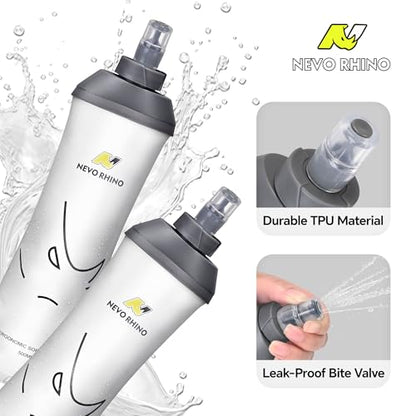 N NEVO RHINO 5L Running Vest, Water Vest Backpack with 2x500ml Soft Flasks - color: Black, size: X-Large