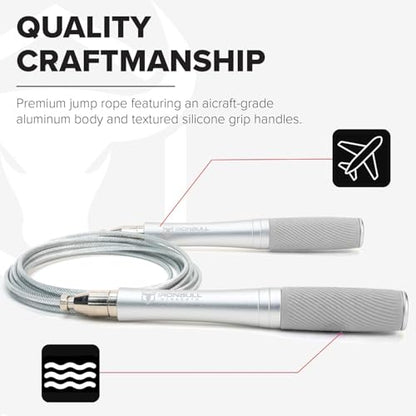Jump Rope for Men & Women - Ultra-Fast, High Speed Jump Rope - Self-Locking Screw-Free Design with Aluminum Handles and Silicone Textured Grips - Precision Engineered for Maximum Performance - Skipping Rope for Workout Fitness, Cross Training & Home Exerc