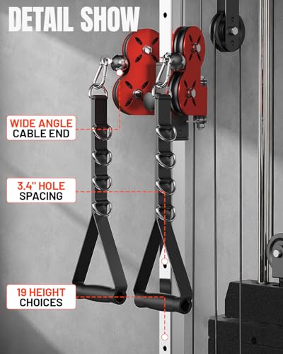 Mikolo Wall Mount Cable Station, Cable Crossover Machine with Dual Pulley System and 19/27 Adjustable Positions for Home Gym Fitness Equipment - color: RED, size: G3 Elite(118 lb weight stack)