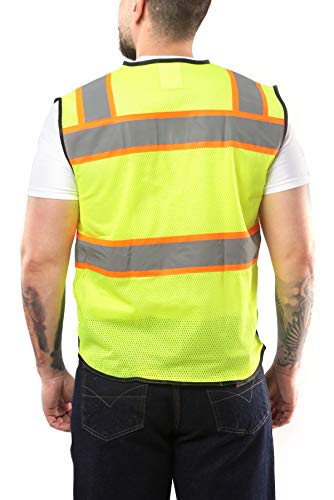Kolossus High Visibility Safety Vest Front Pockets Silver Orange Reflective Tape for Men and Women Class 2 - size: X-Small