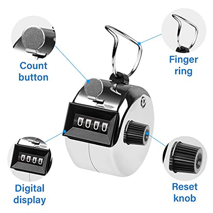 Tally Counter, 4-Digit Clicker Counter, Metal Hand Tally Counters Clicker Pitch Counter for Counting, Knitting, Coaching, Golf, Lap, Fishing - color: B-3 PCS