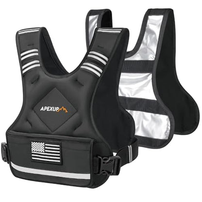 APEXUP Adjustable Weighted Vest, 4-10lb/12-18lb/20-32lb Vest with 6 Ironsand Weights and Large Pocket, Weight Vest for Men Women Strength Training, Running, Walking - color: Black-with Waterproof Layer, size: 12-18lbs