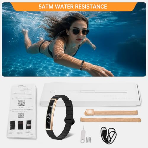 Smart Bracelet for Women Men Fitness Health Tracker with Heart Rate Sleep - color: Gold