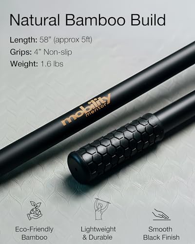 5ft Yoga Stick, Bamboo Stretching Stick for Mobility, Flexibility & Balance