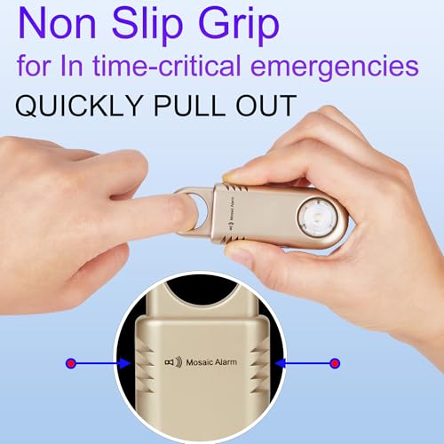 135dB Rechargeable Personal Safety Alarm Ultra-Bright Flashlight & Strobe Light. Non Slip Grip Keychain Emergency SOS Siren for Women, Students. Loud Sound Hiking Bear Alerts Purple - color: Purple