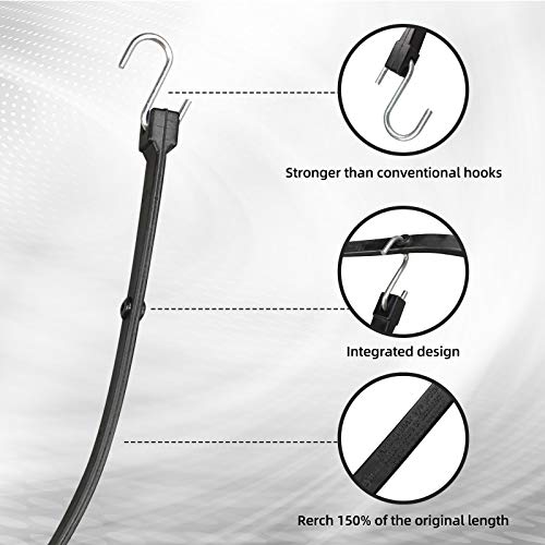 ROBLOCK Adjustable 31" Rubber Tarp Straps with 150% Max Stretch, 100% EPDM Bungee Cords with Metal Crimped S Hooks, Ideal for Securing Tarps, Cargo, Canvases, Weatherproof (10 Pack) - size: New Model Adjust 31"(pack of 10)