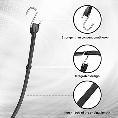 ROBLOCK Adjustable 31" Rubber Tarp Straps with 150% Max Stretch, 100% EPDM Bungee Cords with Metal Crimped S Hooks, Ideal for Securing Tarps, Cargo, Canvases, Weatherproof (10 Pack) - size: New Model Adjust 31"(pack of 10)