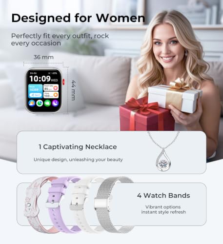 Iaret Smart Watch for Women, 1.83" HD Fitness Tracker with 4 Bands, Answer/Make Calls, Heart Rate/Sleep/SpO2/Step Tracking, 100+ Sport Modes, Android/iPhone Compatible Gift (Silver) - color: Silver