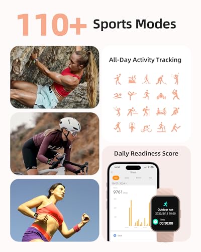 Parsonver Smart Watch, 5ATM Waterproof Watch for Swimming, 110+ Sport Modes - color: Rose Gold
