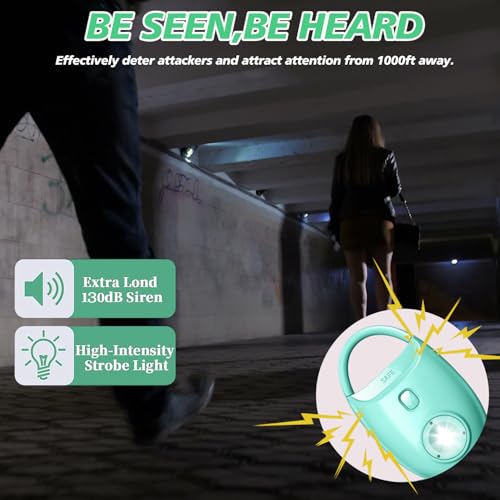 Safe Sound Personal Alarm, 130DB Personal Security Keychain with LED Strobe Light, Emergency Safety Device for Women, Men, Children, Students - color: Green