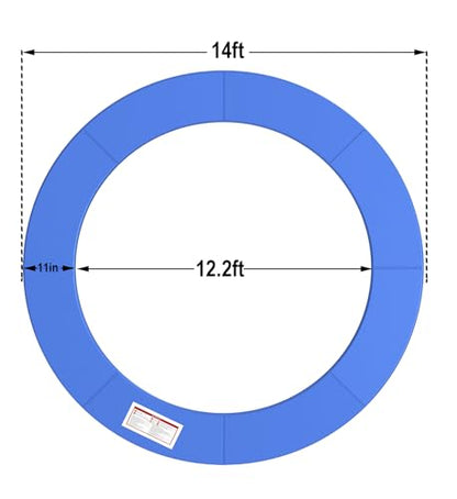 LANGXUN Universal Trampoline Repalcement Safety Pad, 8ft 10ft 12ft 14ft 15ft 16ft Waterproof Surround Spring Foam Cover for Round Frame - color: Blue, size: 14ft