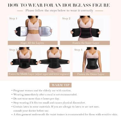 YIANNA Waist Trainer Sauna Sweat Waist Cincher Tummy Control Body Shaper - color: Rose, size: Small
