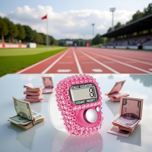 Pink Electronic Finger Tally Counter Clicker Counter,Convenient Portable Digital Display Tally Counter,Resettable Mini Lap Counter for Golf Goods Counting Accessories,Track and Field Lap Counters