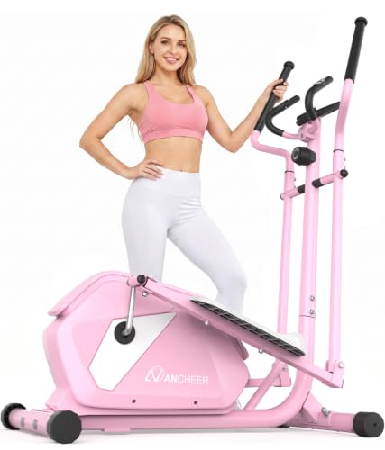 ANCHEER Elliptical Machine for Home,Hyper-Quiet Magnetic Elliptical Trainer - color: Peach Pink