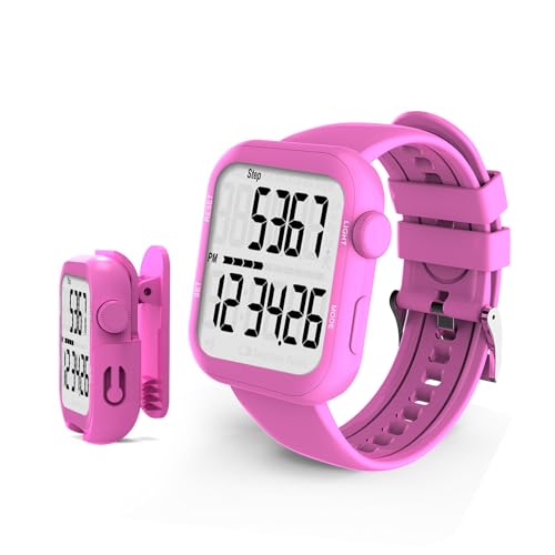 Pedometer Watch, Multi-Function Pedometer for Walking Steps and Miles, 3D Super Accurate Step Counter, Track Steps for Men Women Seniors - color: Pink