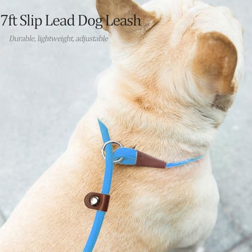 MayPaw Slip Lead Control Leash for Dogs No Pull, 13+ Colors Classic Dog Lead 7FT Pet Slip Leash, 1/4” Rope Leashes for Small Medium Animals (7ft*1/4", Blue) - color: blue