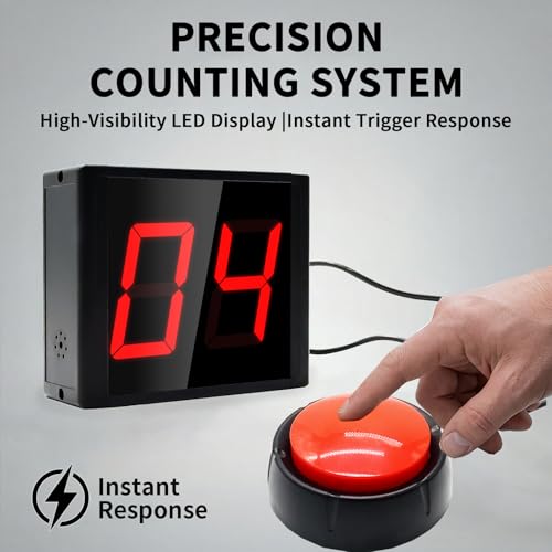 Digital Tally Counter with Push Button Control, 2.3 Inch Large LED Display, Electronic Lap Counter for Walking, Sports(2-Digit)