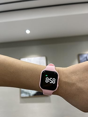 Vibrating Alarm Watch Rechargeable 15 Alarm Reminder Wristband Potty Training Watch with Lock Screen - color: Pink