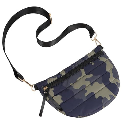 Quilted Puffer Belt Bag - Puffy Sling Fanny Pack Crossbody Chest Belt Bum Waist Purse Shoulder Bag for Women Gift - color: CAMO