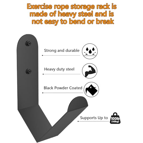 Yuleimy Battle Rope Hanger, Heavy Duty Wall Mount Storage Hook, 2 Pack - size: 2 Pack