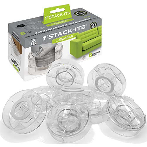 Slipstick CB658 Stack-Its 1 Inch Adjustable Bed Risers/Furniture Risers (Set of 8) Lifts Height 1", 2", or 3" When Stacked - Clear Heavy Duty Raisers - color: Clear, size: 8 Set