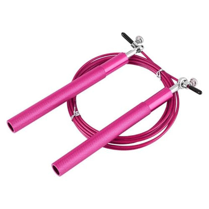 Aluminum Alloy Jump Rope with Ball Bearings – Skipping Rope for Speed Training, Non-Slip Grip and Adjustable PVC Cable - color: Pink