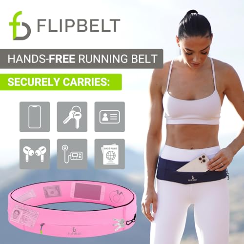 FlipBelt Zipper Running Belt, Waist Pack for Fitness and Running, US Company - color: Girly Pop Pink, size: Medium