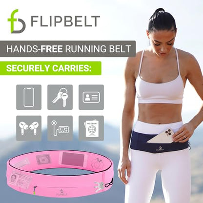 FlipBelt Zipper Running Belt, Waist Pack for Fitness and Running, US Company - color: Girly Pop Pink, size: Small
