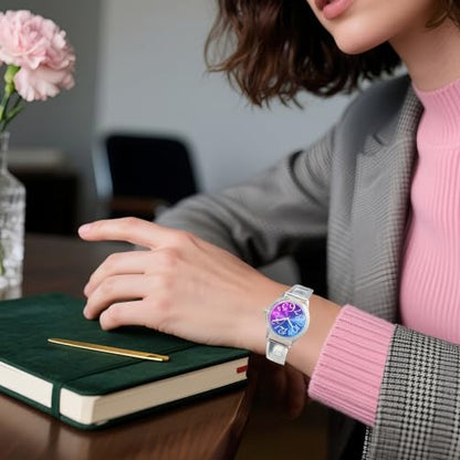 Clear Jelly Watch for Women, 36mm Rainbow Cat-Eye Dial, TPU Band - color: Purple