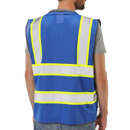 Neopelta Hi Vis Reflective Safety Vest for Men Women Blue Mesh/Yellow S - color: Blue / Yellow Trim, size: Small